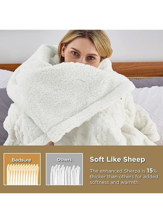 Moro Moro Moru Sherpa Fleece Blanket 3 - Warm and Soft Jacquard Blanket for Bed Sofa Twin Size 150x200cm - Image 4